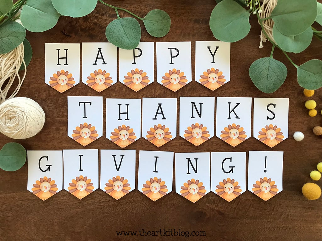 Happy Thanksgiving Banner {Free Printable!} - The Art Kit within Free Printable Happy Thanksgiving Banner