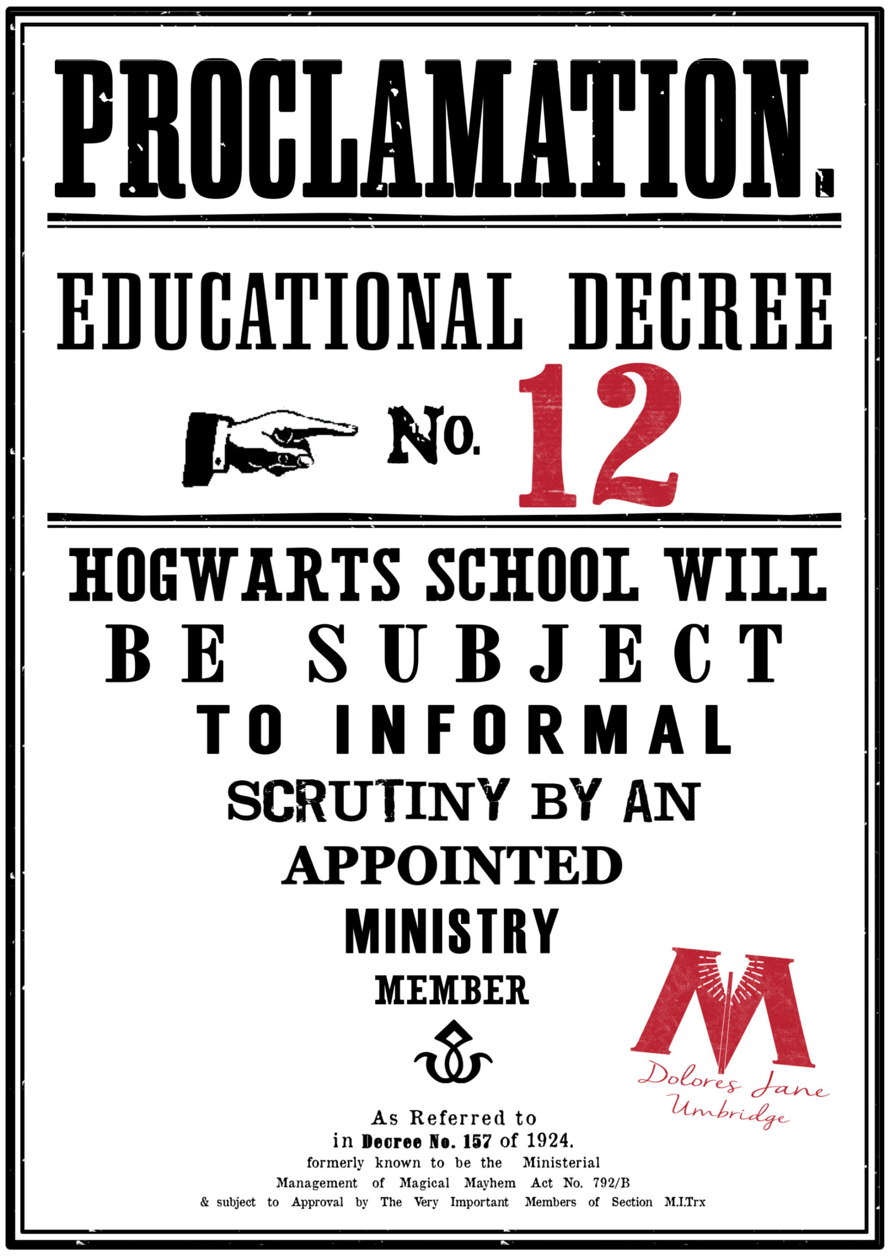 Harry Potter Educational Decrees {Free Printables} - Paper Trail regarding Free Printable Harry Potter Posters