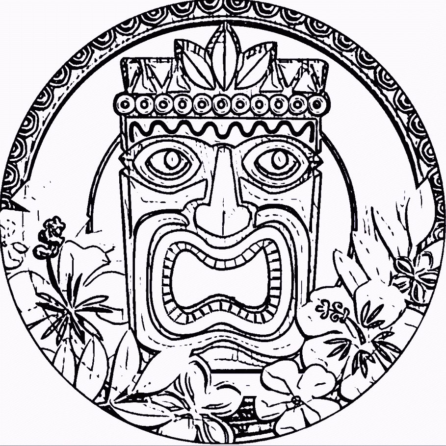 Hawaii Themed Coloring Pages | Coloring Pages, Flag Coloring Pages in Tiki Coloring Pages Free Printables