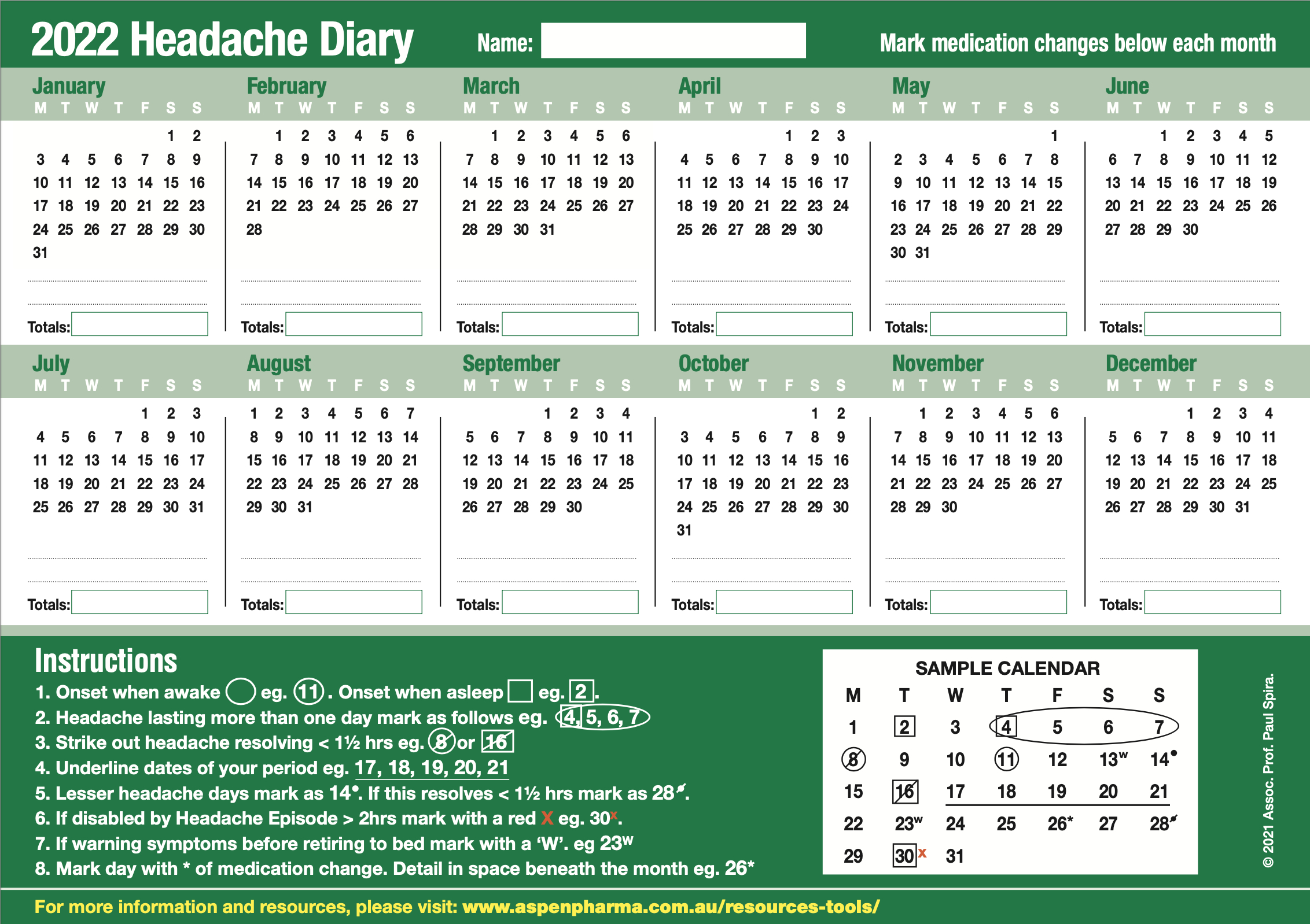 Headache &amp;amp; Migraine Diaries - Migraine &amp;amp; Headache Australia with regard to Free Printable Headache Diary