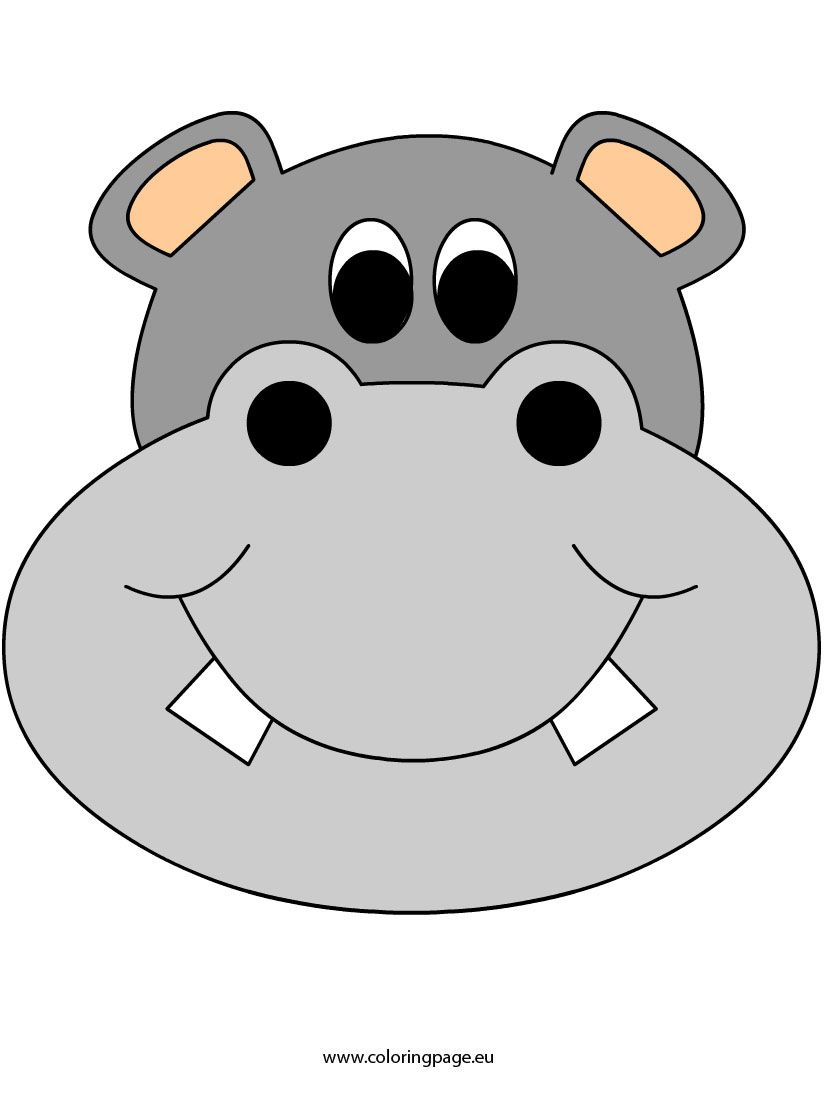 Hippo | Coloring Page | Hippo Crafts, Cartoon Hippo, Animal Crafts for Free Printable Hippo Mask