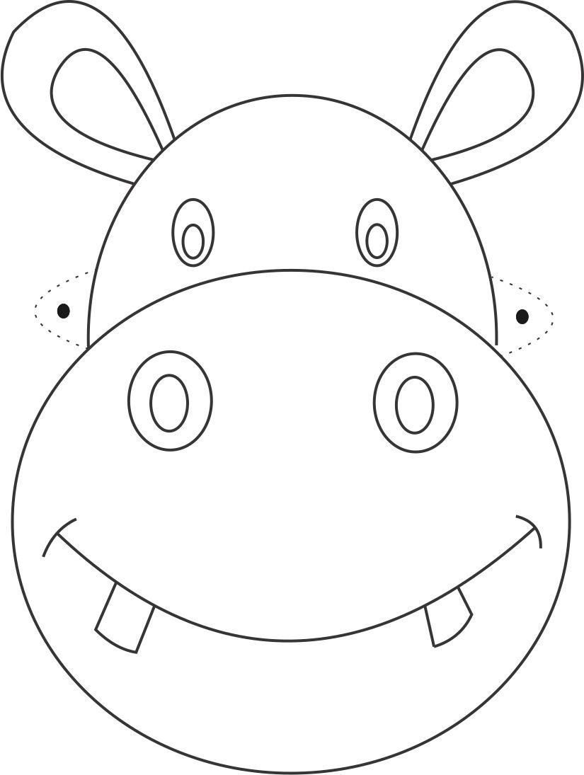 Hippo Mask Printable Coloring Page For Kids: Hippo Mask Printable within Free Printable Hippo Mask