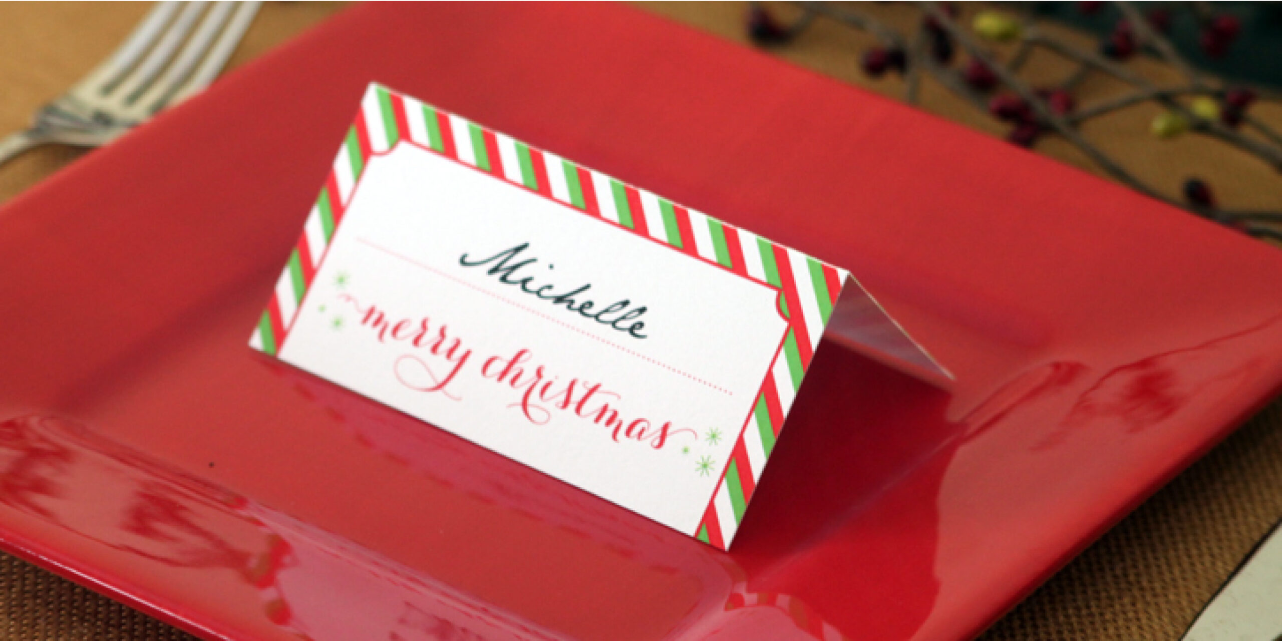 Holiday Place Card Diy Printable pertaining to Christmas Table Name Cards Free Printable