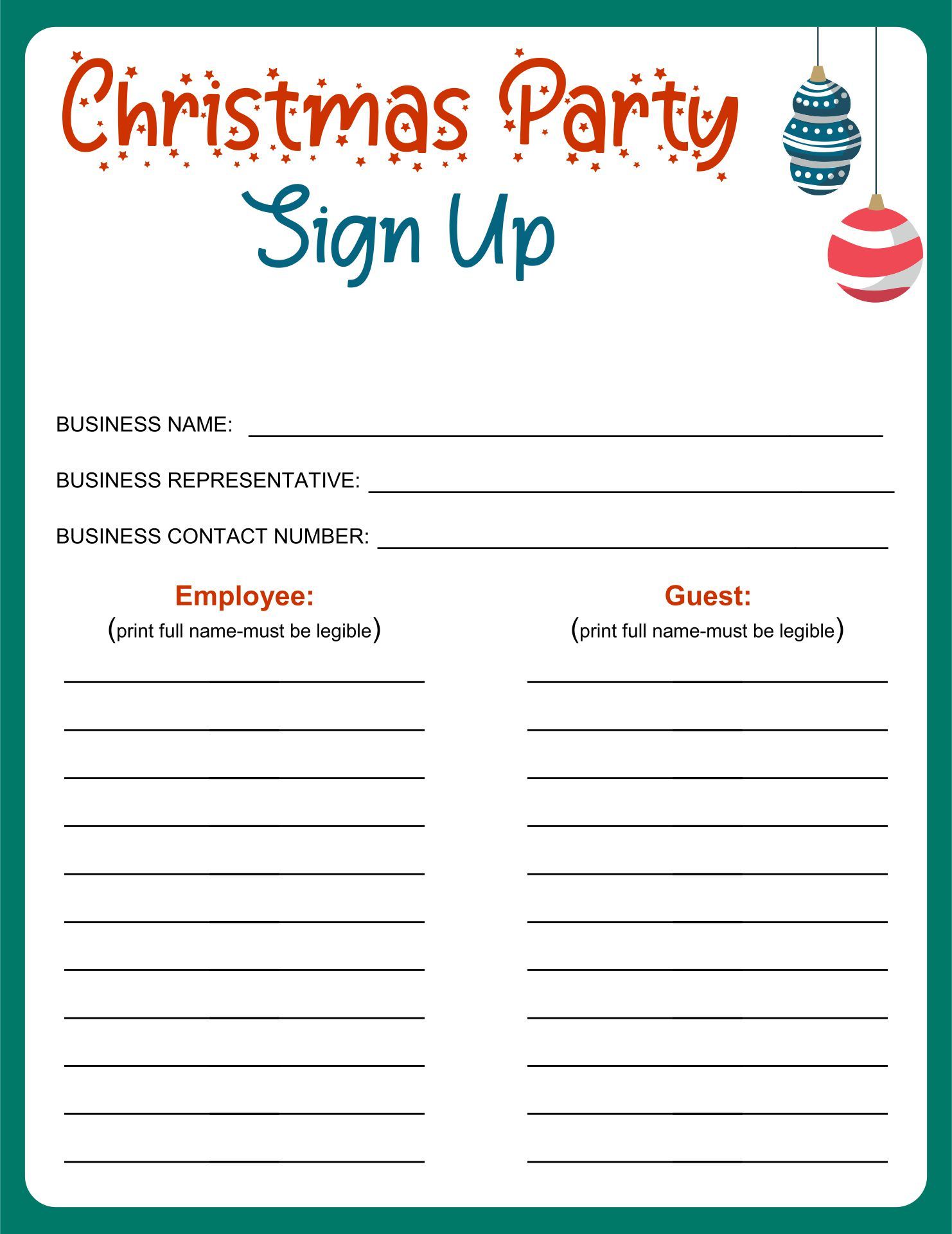 Holiday Sign Up Sheet regarding Free Printable Christmas Party Signs