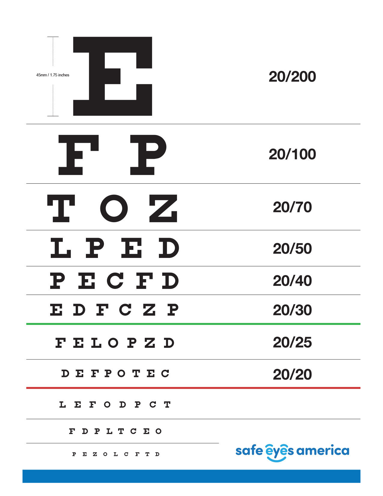 Home Eye Test — Safe Eyes America intended for Eye Exam Chart Printable Free
