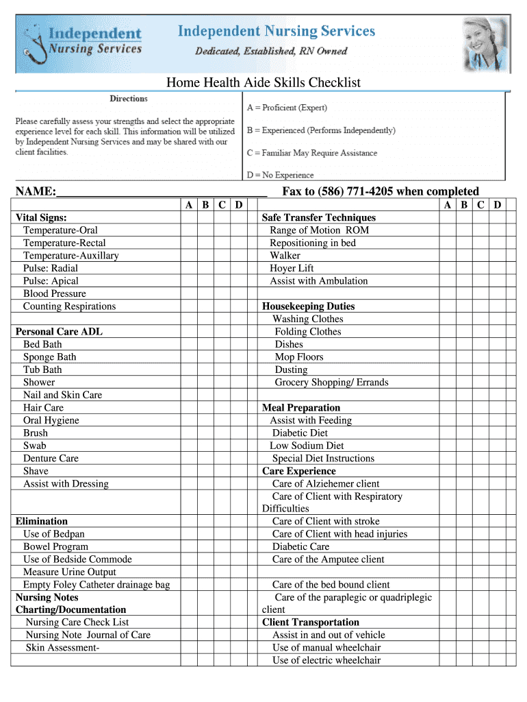 Home Health Aide Duties Checklist - Fill Online, Printable with regard to Free Printable Cna Inservices