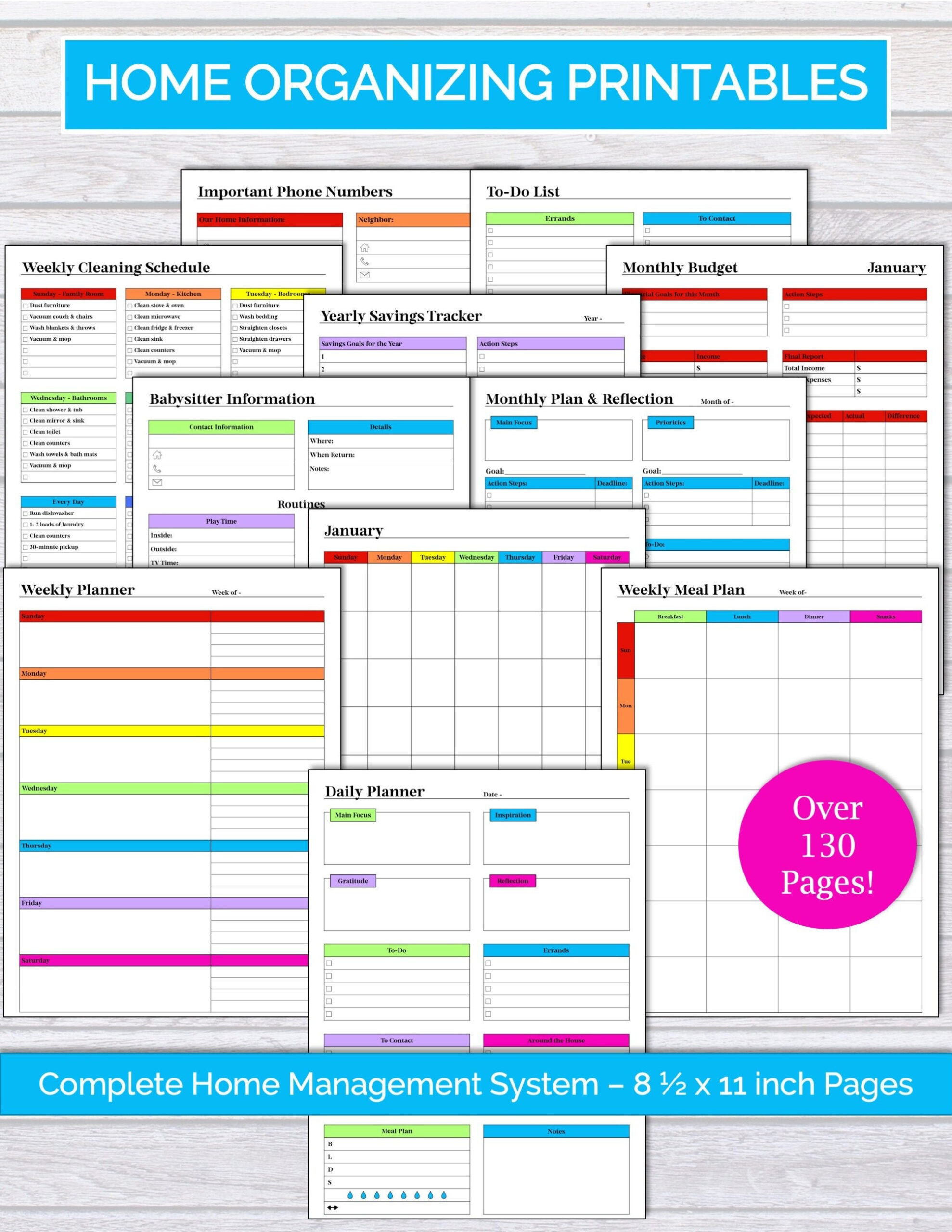 Home Management Binder, Household Binder, Printable Planner, Meal Planner, Budget Planner, Cleaning Checklist, Big Happy Planner within Free Home Management Binder Printables 2025