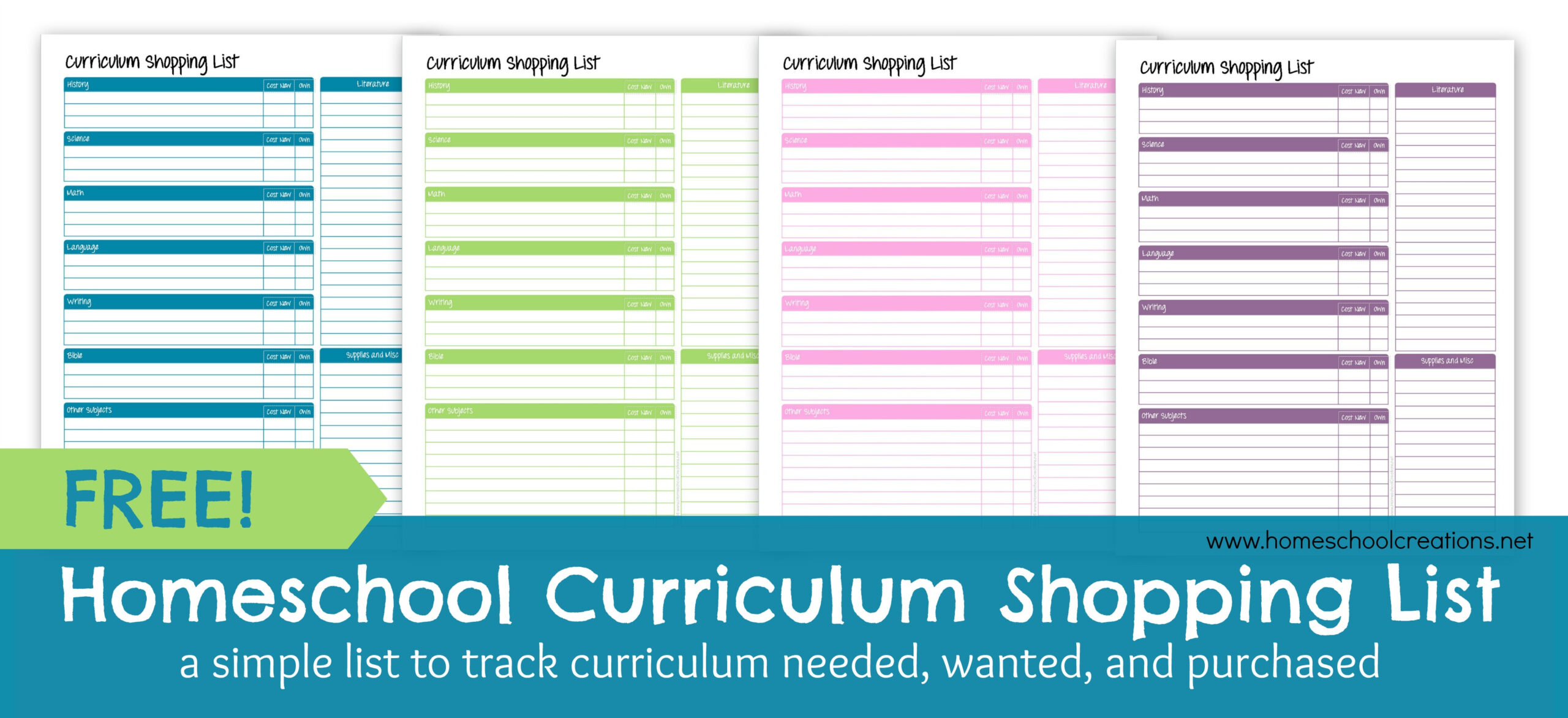 Homeschool Curriculum Shopping List: Free Printable inside Free Printable Homeschool Curriculum