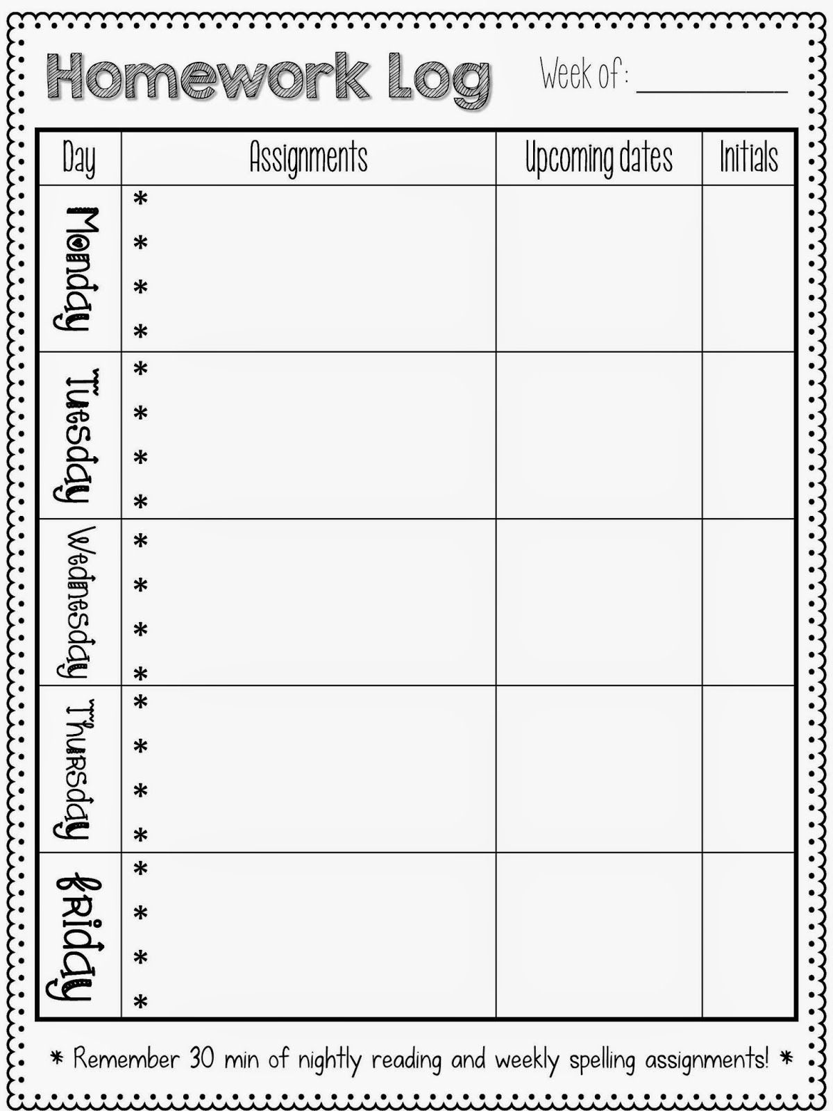 Homework Logs | Homework Planner, Homework Log, Homework Calendar regarding Free Printable Homework Assignment Sheets