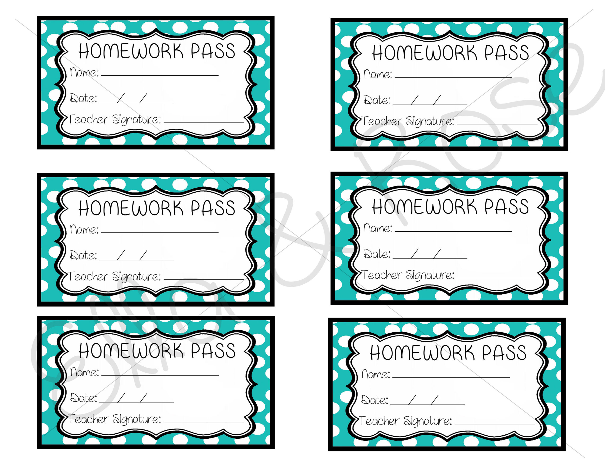 Homework Pass Template Digital Download Sheet Of 6 - Etsy Australia throughout Free Printable Homework Pass Coupon