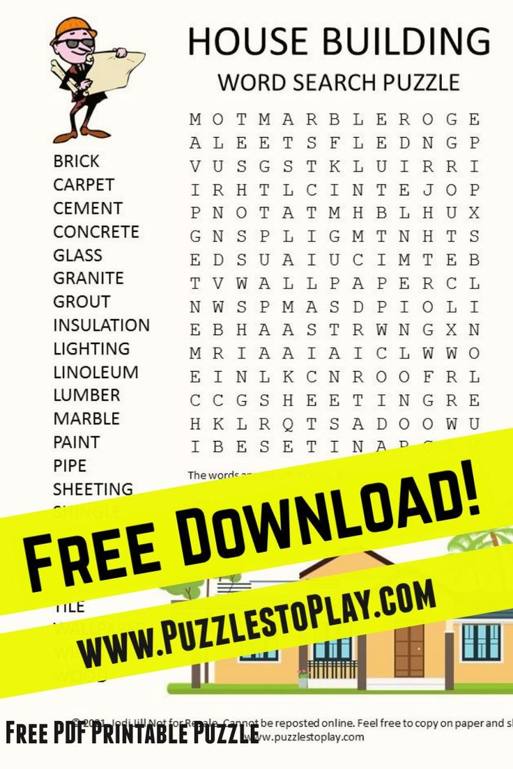 House Building Word Search Puzzle | Word Building, Free Printable regarding Free Printable Skyscraper Puzzles