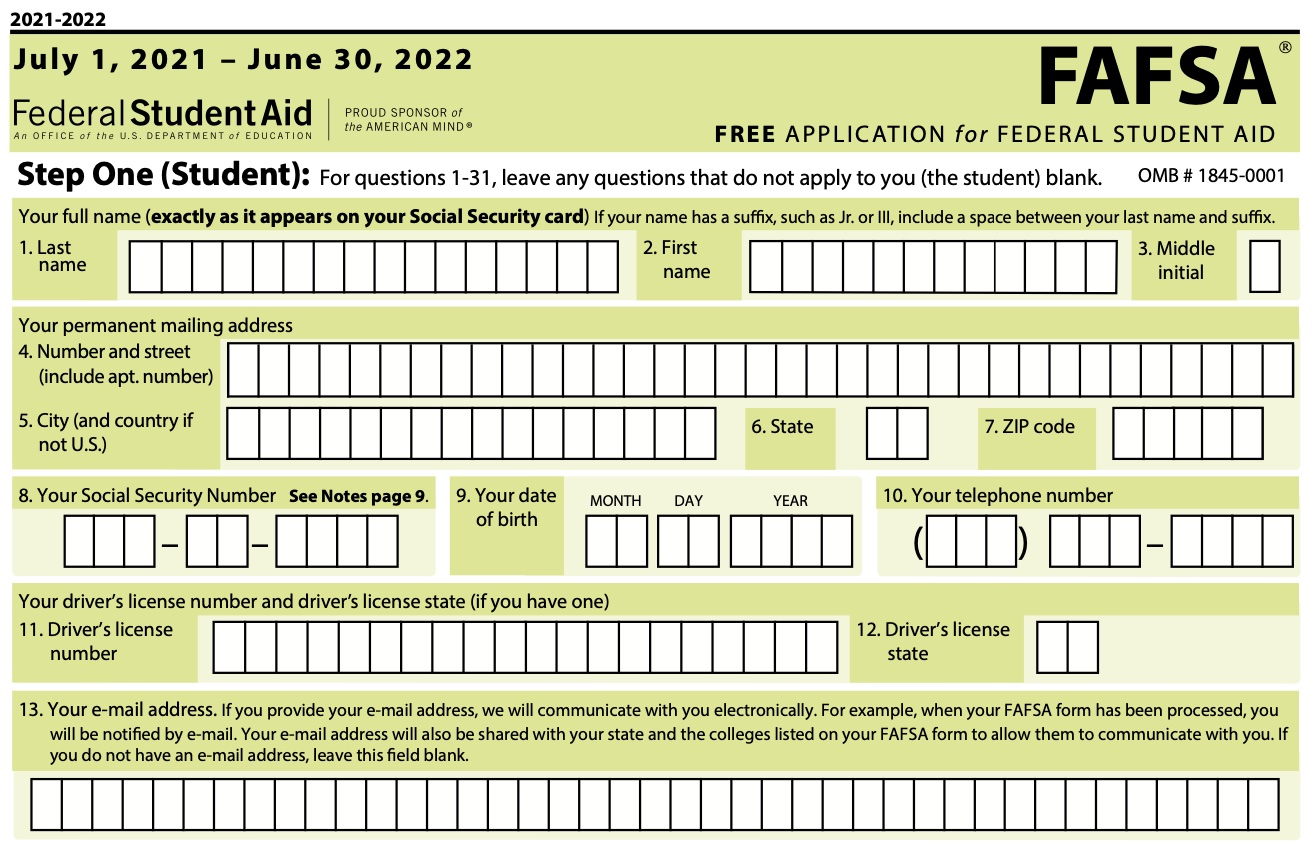 How Do I Print My Fafsa Form for Free Printable Fafsa Application Form