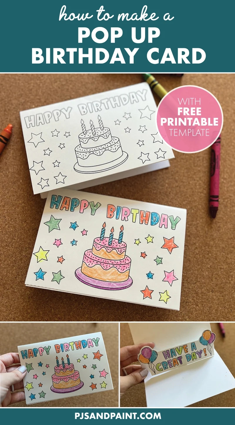 How To Make A Pop Up Birthday Card - Free Printable - Pjs And Paint within Free Printable Pop Up Birthday Card Templates