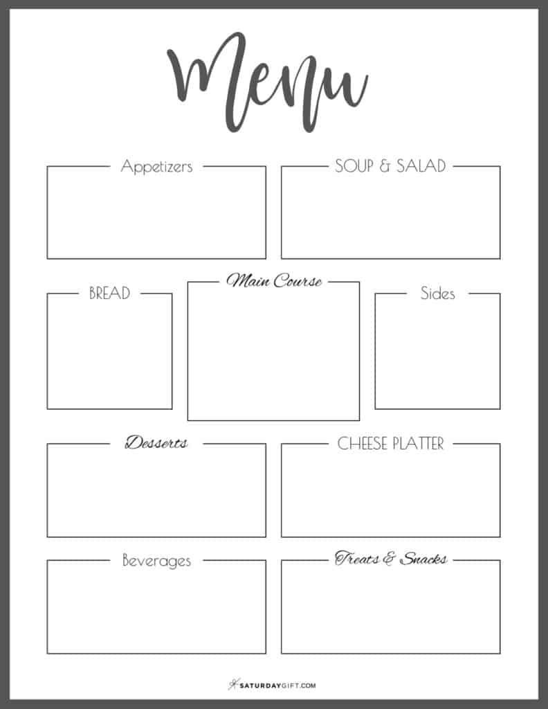 How To Plan The Menu For Your Party + Pretty Printable Menu Planner throughout Free Printable Menu