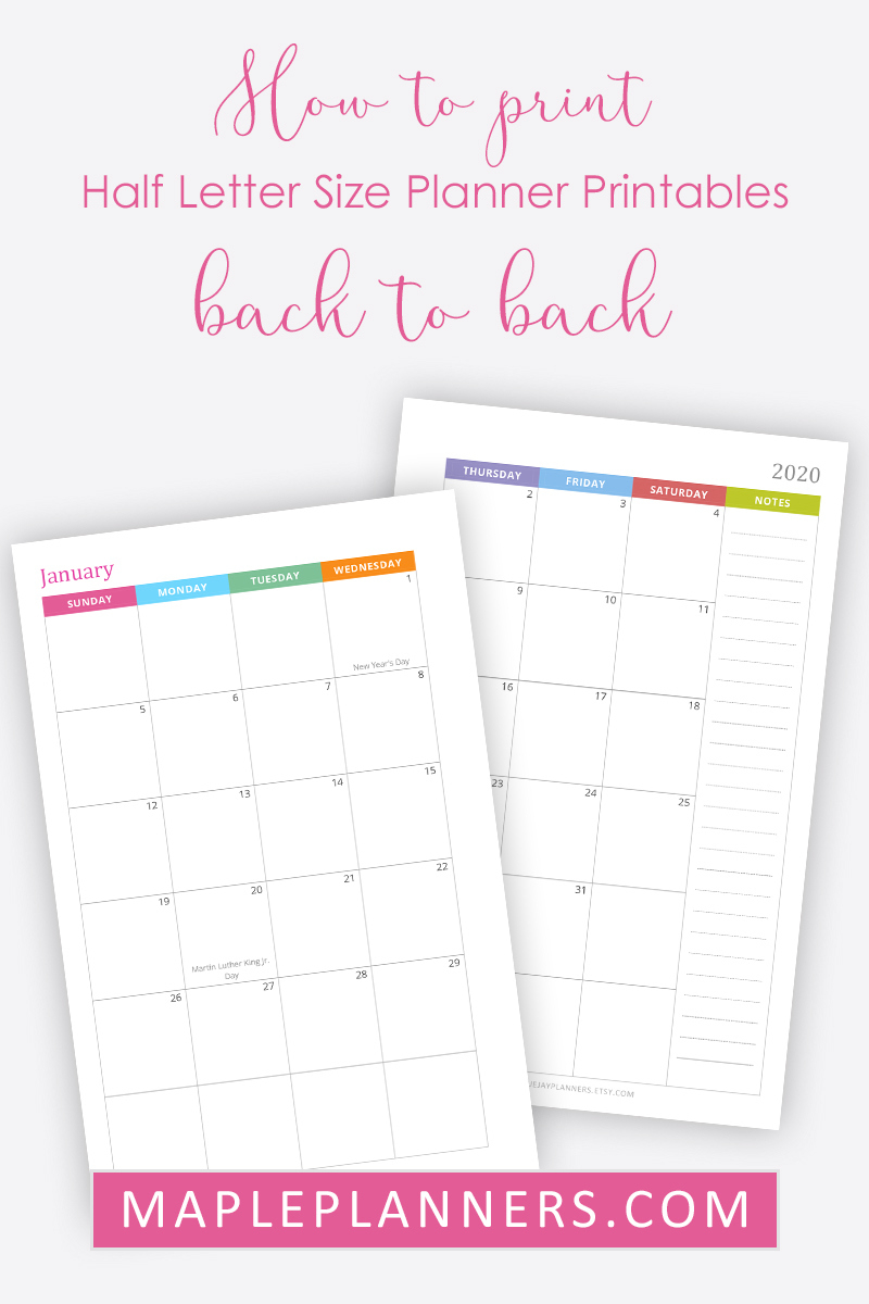 How To Print Half Size (5.5&amp;quot;X8.5&amp;quot;) Planner Printables Back To Back in Free Printable 5.5 X8 5 Planner Pages