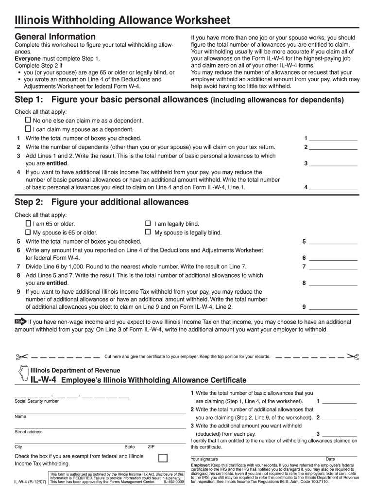 Illinois W4 Tax Form within Free Printable W 4 Form