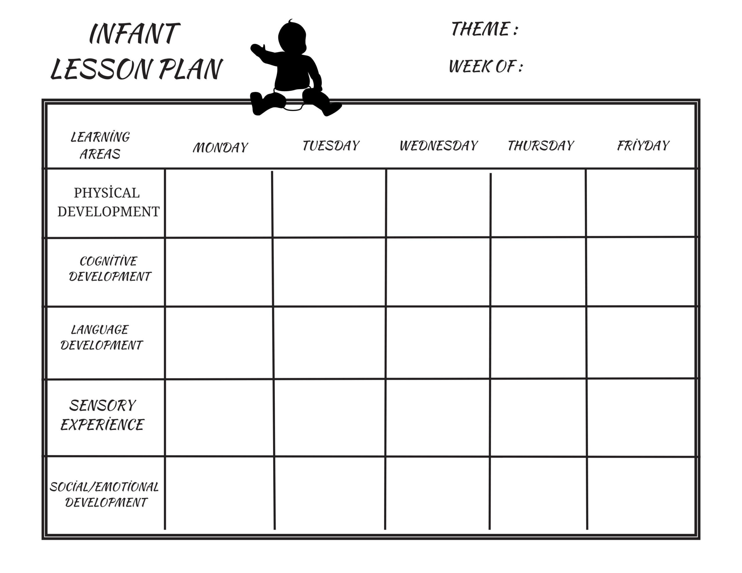 Infant Weekly Lesson Plan-Black &amp;amp; White, Construction Printable with regard to Free Printable Infant Lesson Plans