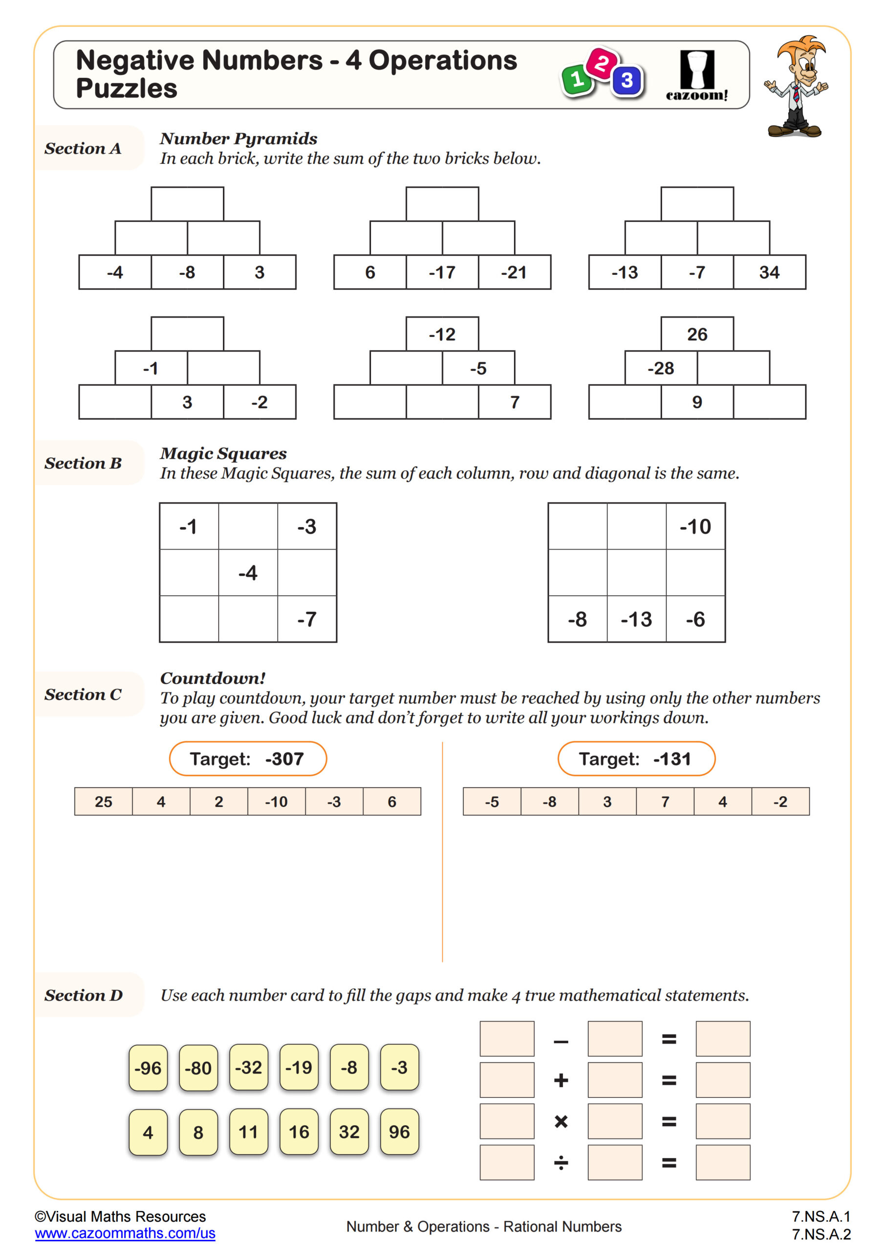 Integers Operations Puzzles Worksheet | Pdf Printable Number pertaining to Free Printable Integer Worksheets Grade 7