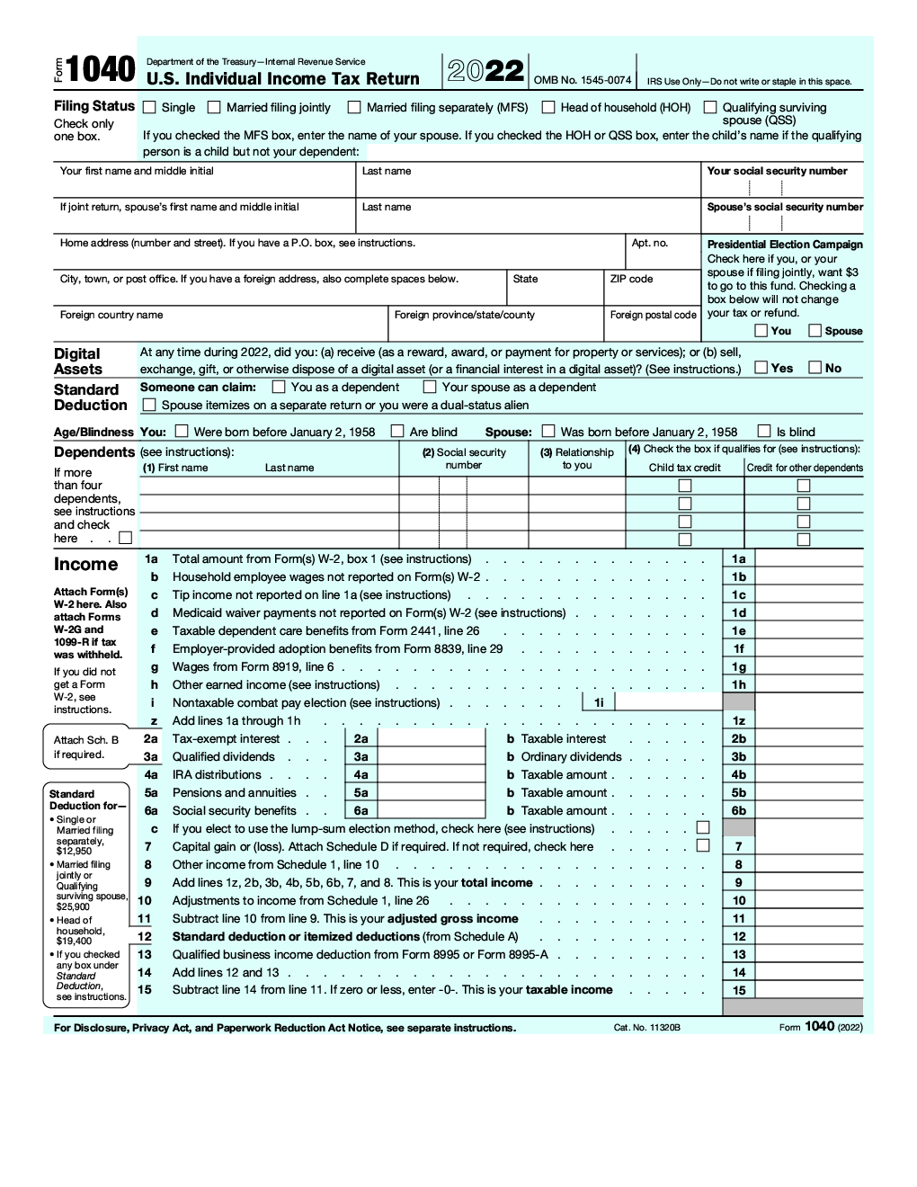 Irs Form 1040. U.s. Individual Income Tax Return | Forms - Docs - 2023 with regard to Free Printable Irs 1040 Forms