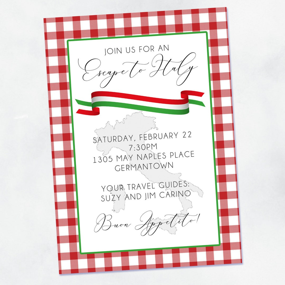 Italian Dinner Party Invitation Printable Invite Or Printed Cards. Spaghetti Lasagna Italian Food Birthday Rehearsal Dinner - Etsy pertaining to Free Printable Italian Dinner Invitations