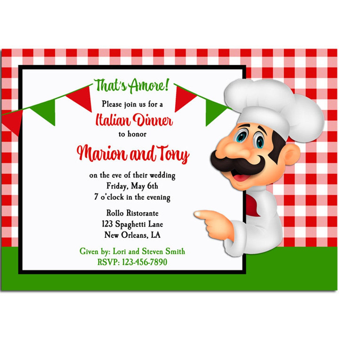 Italian Party Invitation Printable Or Printed With Free Shipping Pizza  Pasta Italian Rehearsal Dinner Party Italian Waiter Collection - Etsy.de intended for Free Printable Italian Dinner Invitations