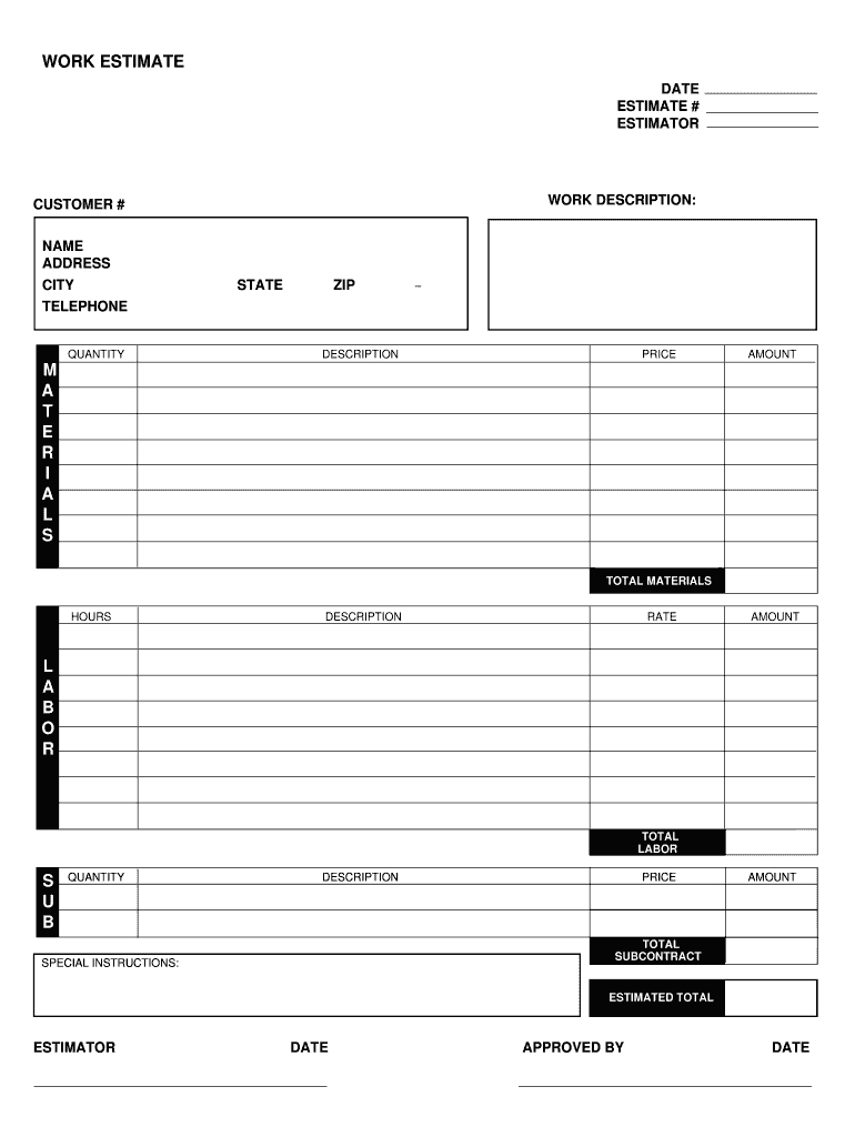 Job Estimate Template: Fill Out &amp;amp; Sign Online | Dochub with regard to Free Printable Job Quote Forms