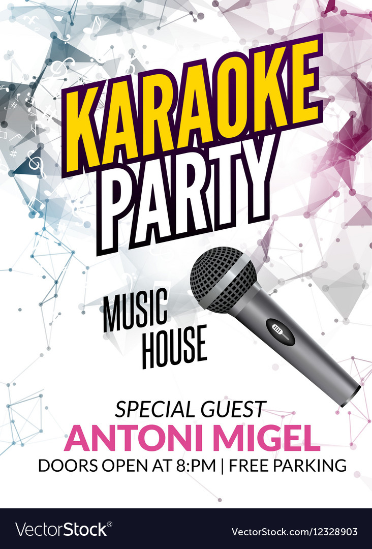 Karaoke Party Invitation Poster Design Template Vector Image for Free Printable Karaoke Party Invitations