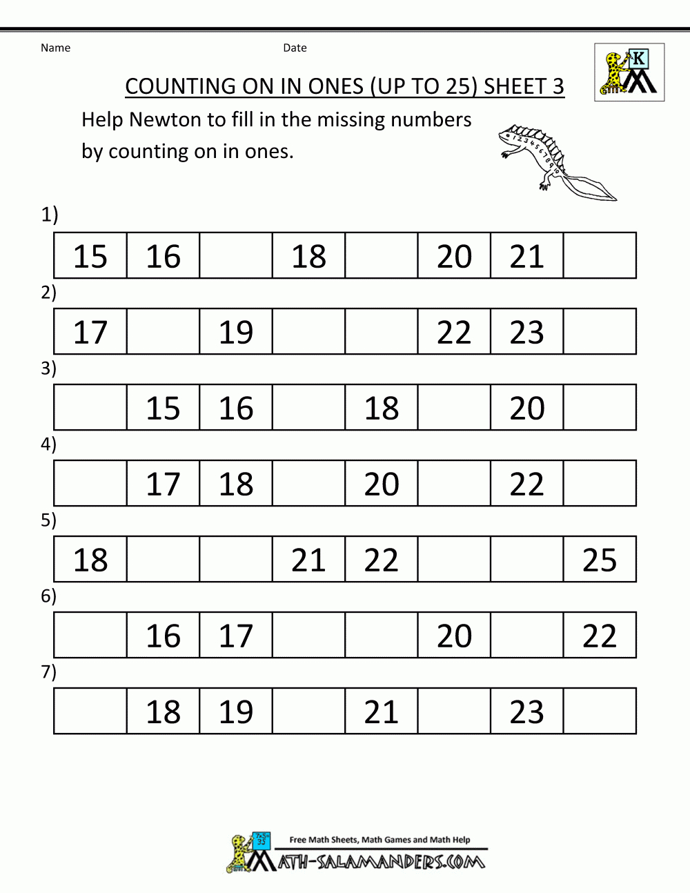 Kindergarten Counting Worksheets - Sequencing To 25 throughout Free Printable Sequencing Worksheets For Kindergarten