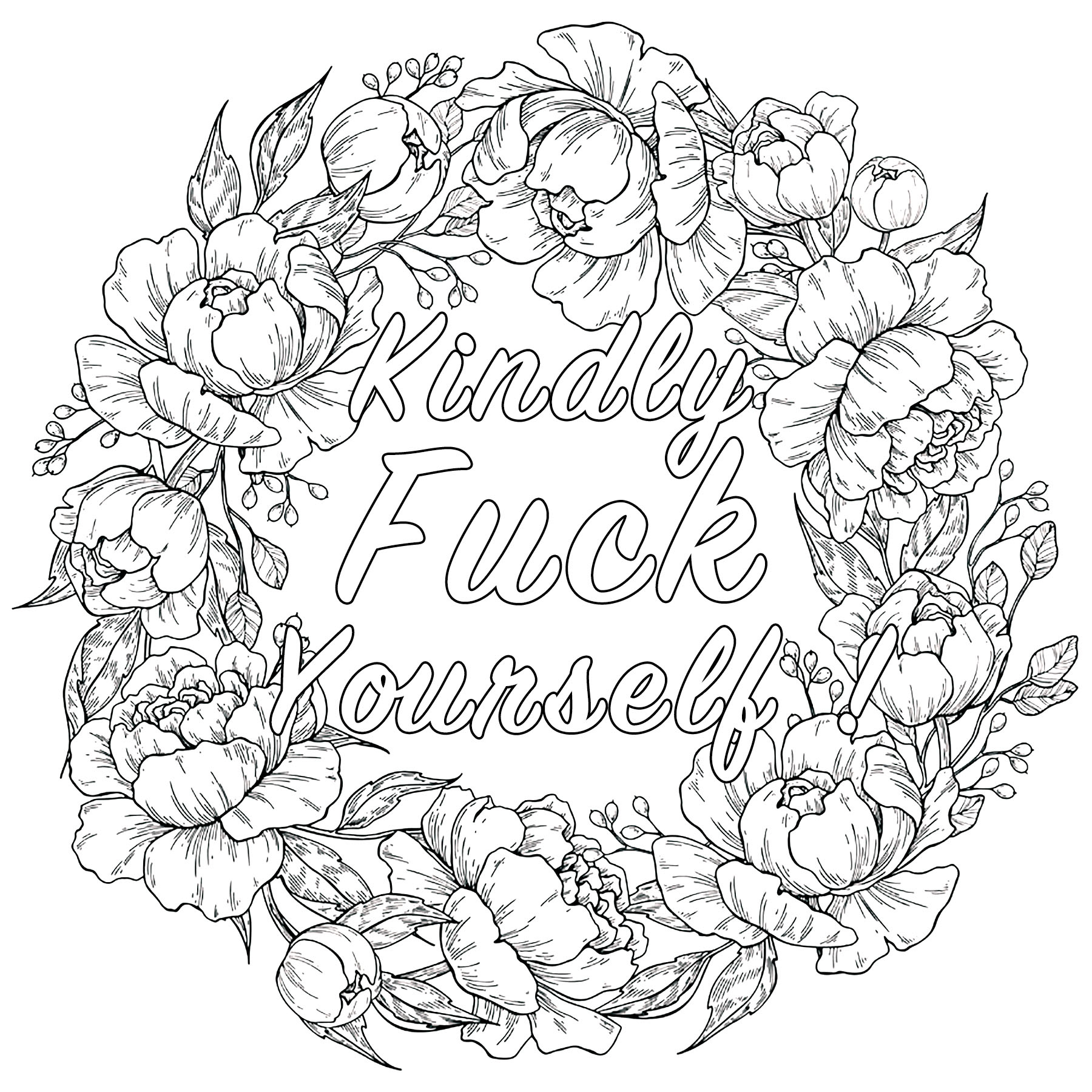 Kindly Fuck Yourself (Swear Word Coloring Page) - Swear Word Adult with regard to Swear Word Coloring Pages Printable Free