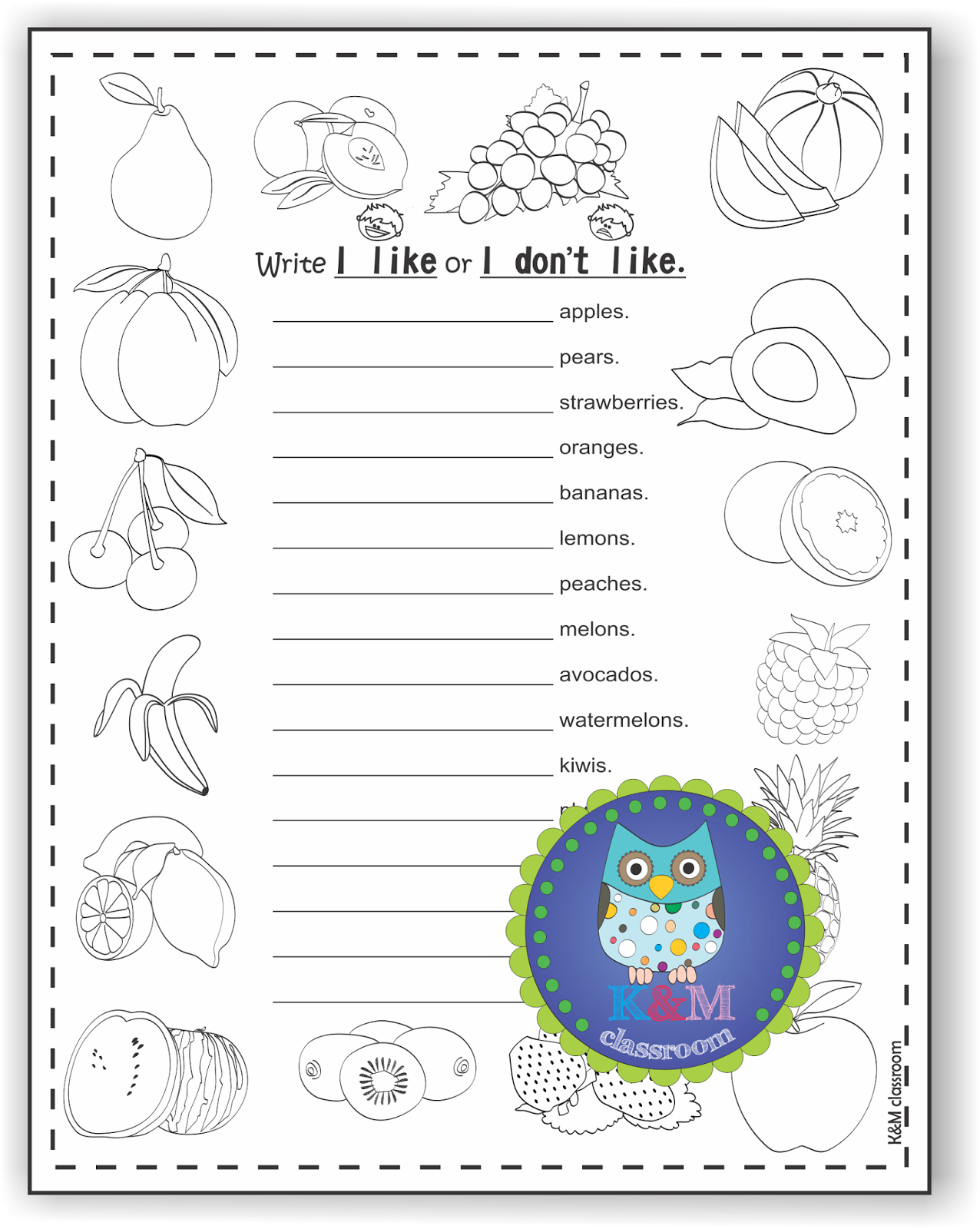 Km Classroom: Esl Grammar With Fruits throughout Free Printable ESL Grammar Worksheets