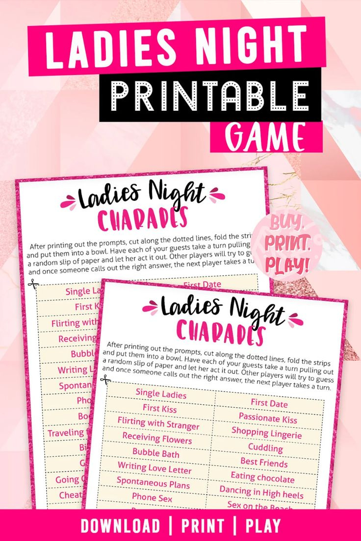 Ladies Night 30 Charades Prompts Printable Games For Adults Funny pertaining to Free Printable Women&amp;#039;S Party Games