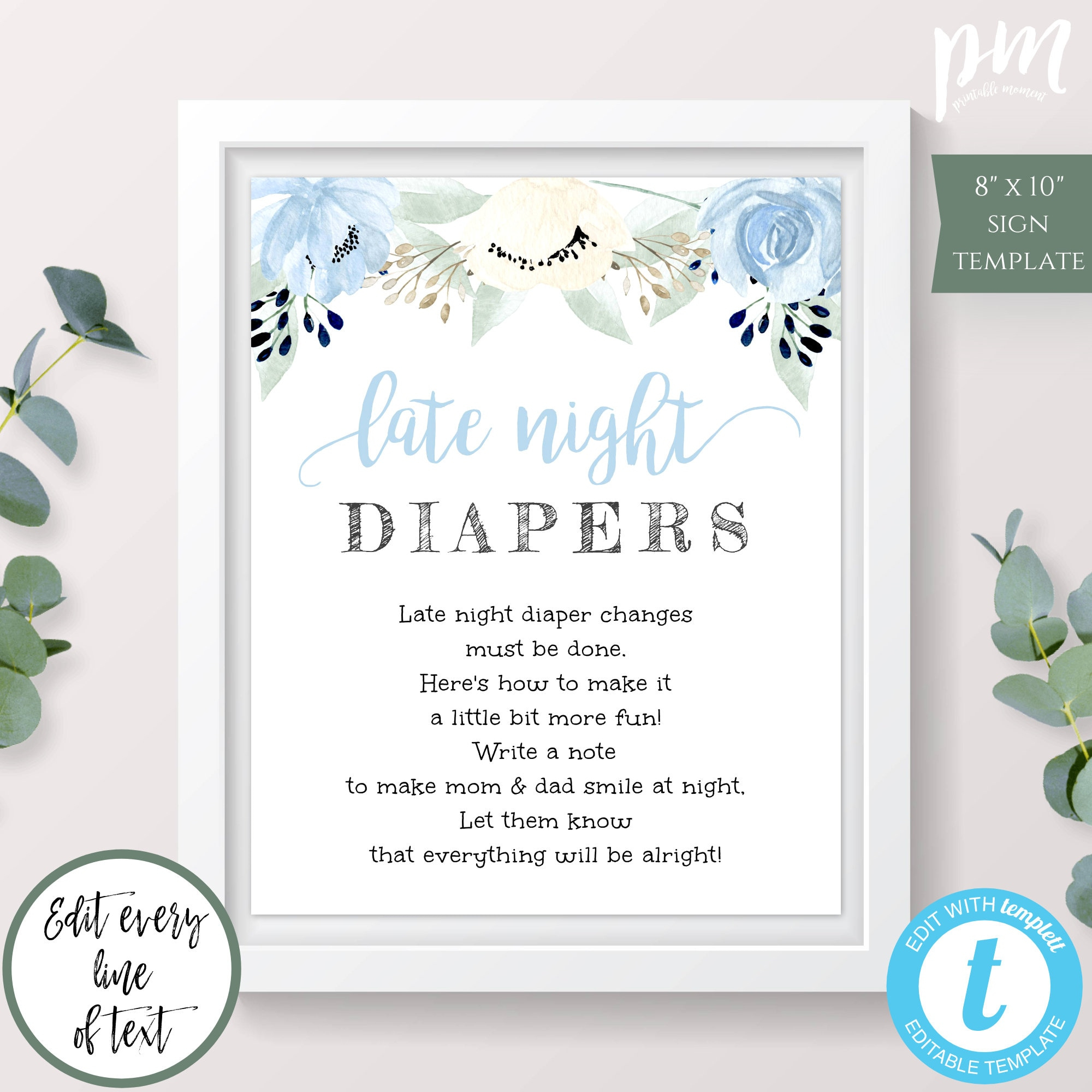 Late Night Diapers Game Template, Diaper Thoughts Sign, Printable regarding Late Night Diaper Sign Free Printable