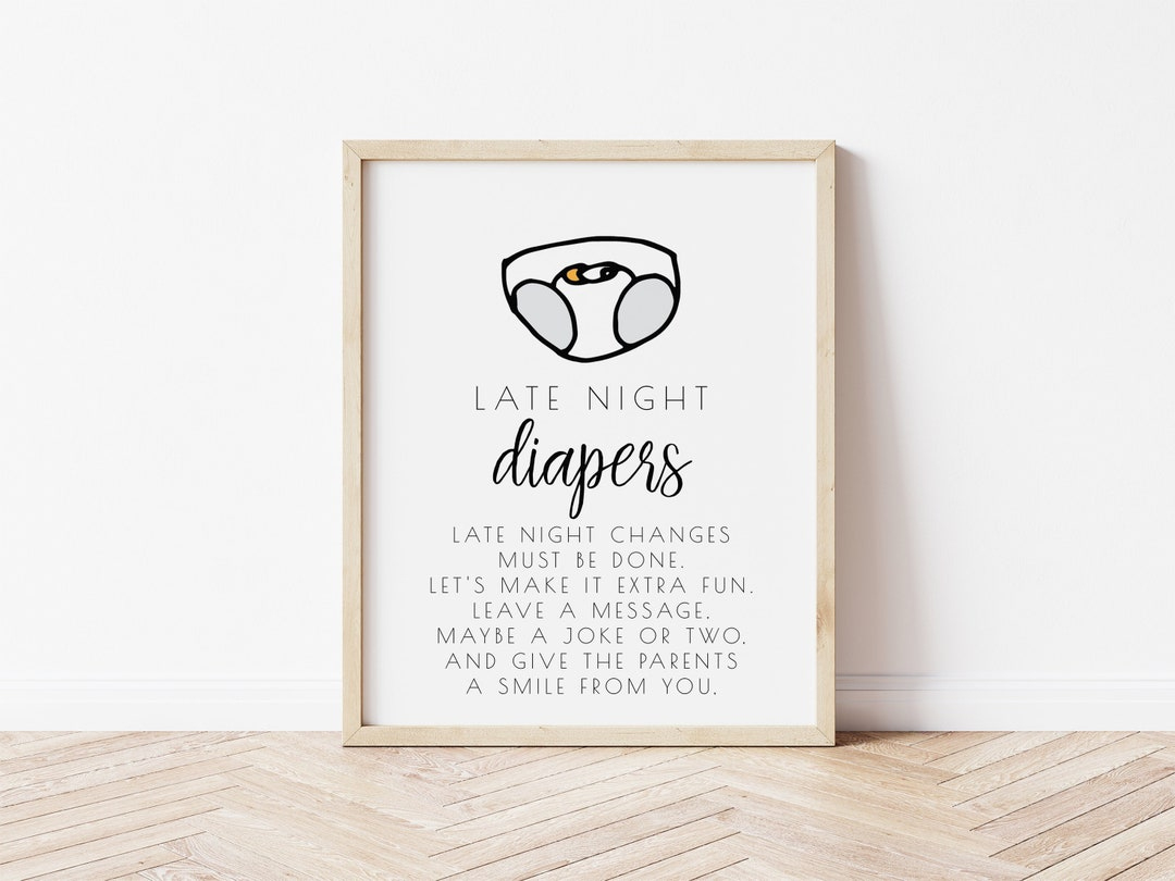 Late Night Diapers Sign Template Editable Poppin&amp;#039; Bottles Baby within Late Night Diaper Sign Free Printable