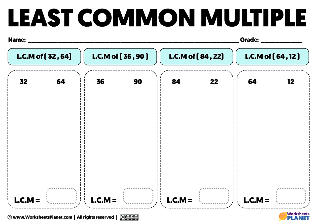 Least Common Multiple Exercises | L.c.m Worksheets inside Free Printable Lcm Worksheets