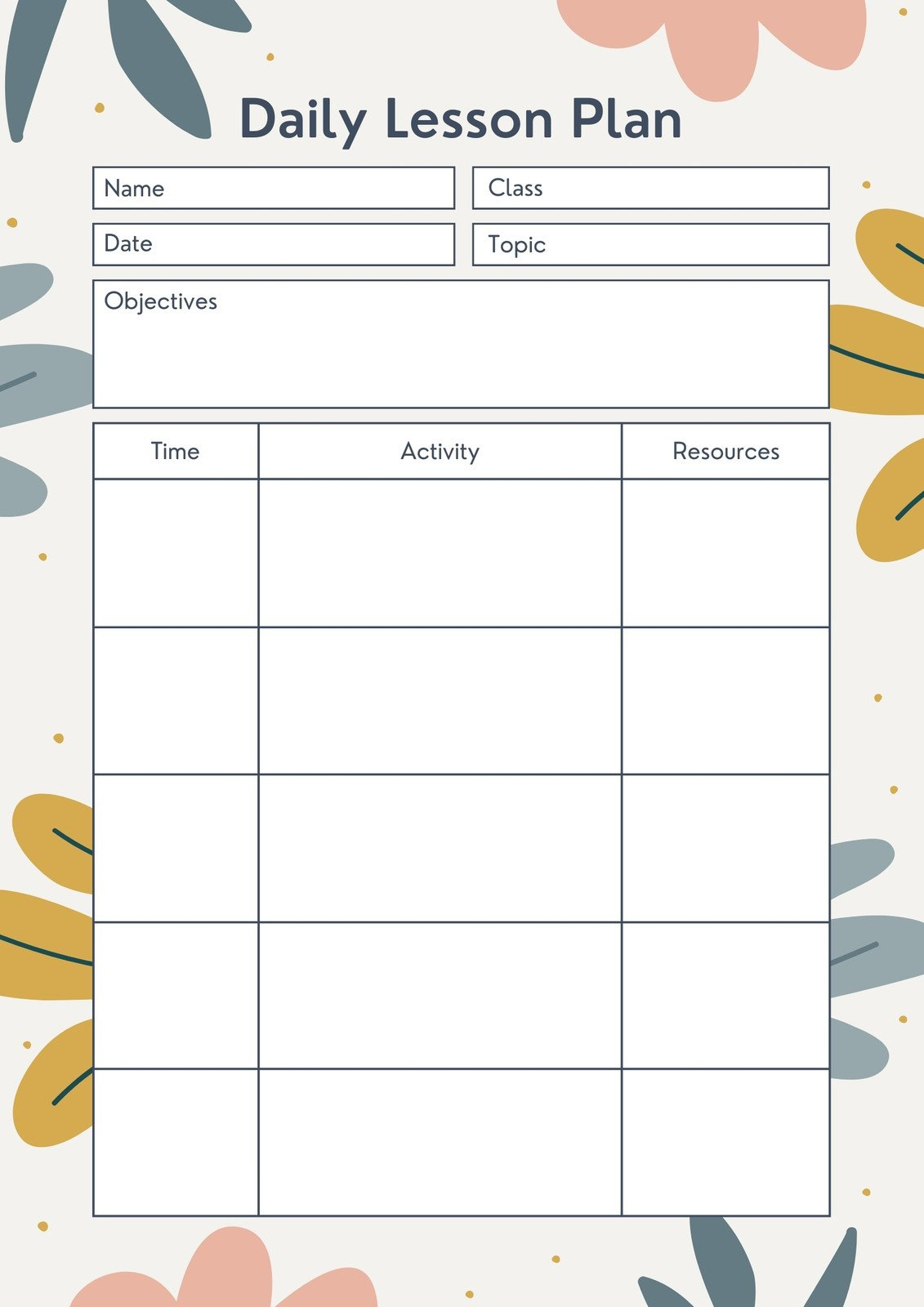 Lesson Plan Templates You Can Customize For Free | Canva in Free Printable Daily Lesson Plan Template