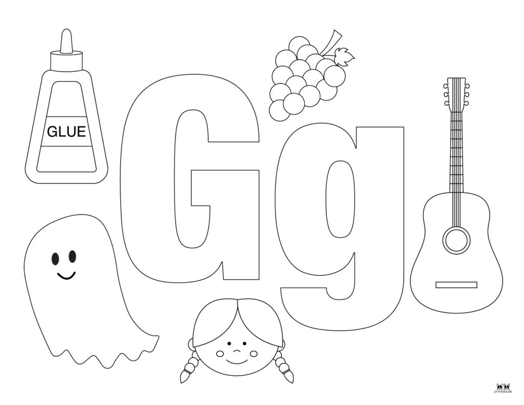 Letter G Coloring Pages - 15 Free Pages | Printabulls in Free Printable Letter G Coloring Pages