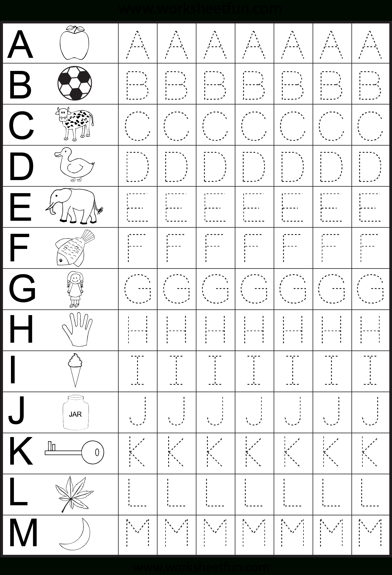 Letter Tracing Worksheets For Kids for Free Abc Printables For Kindergarten
