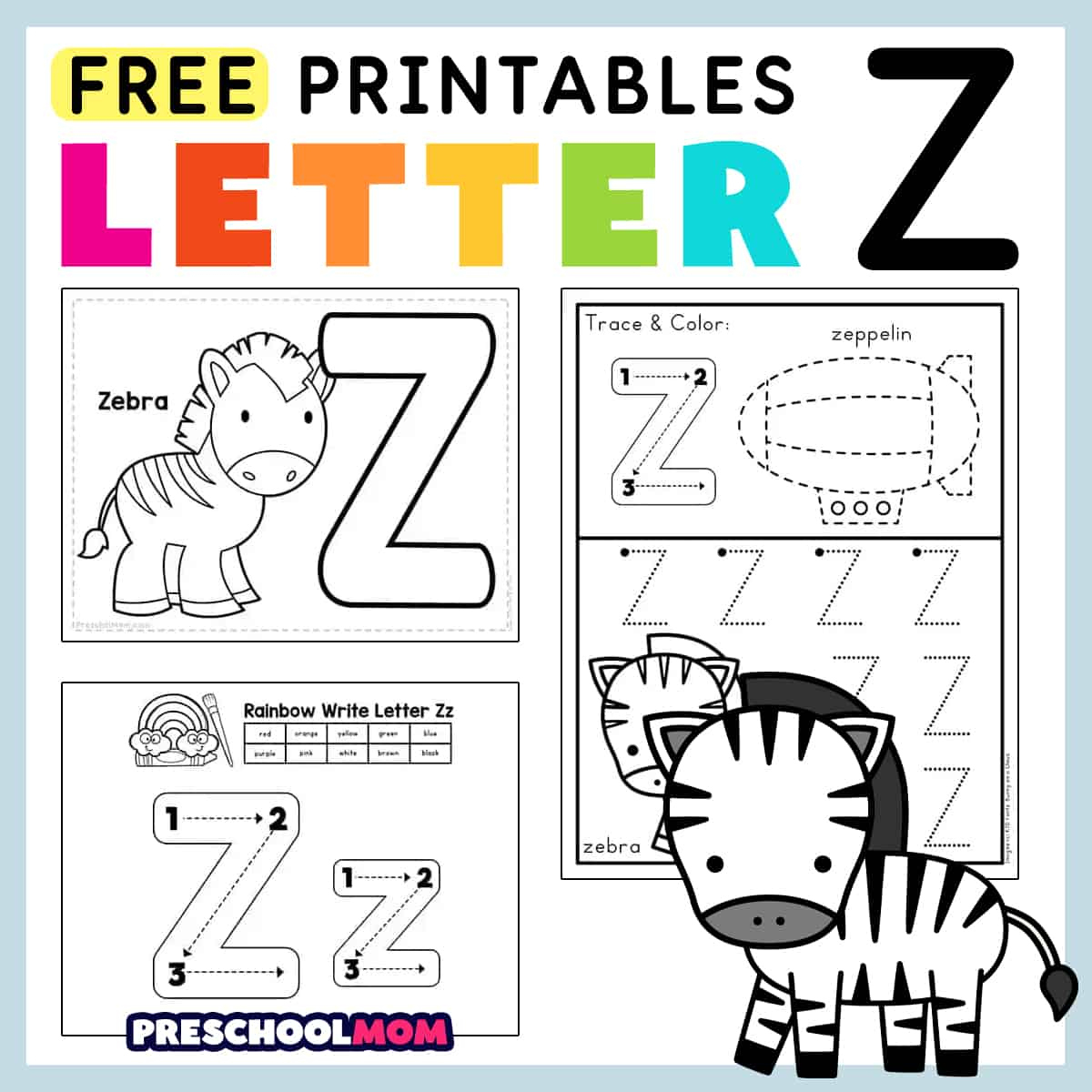 Letter Z Preschool Printables - Preschool Mom intended for Letter Z Worksheets Free Printable