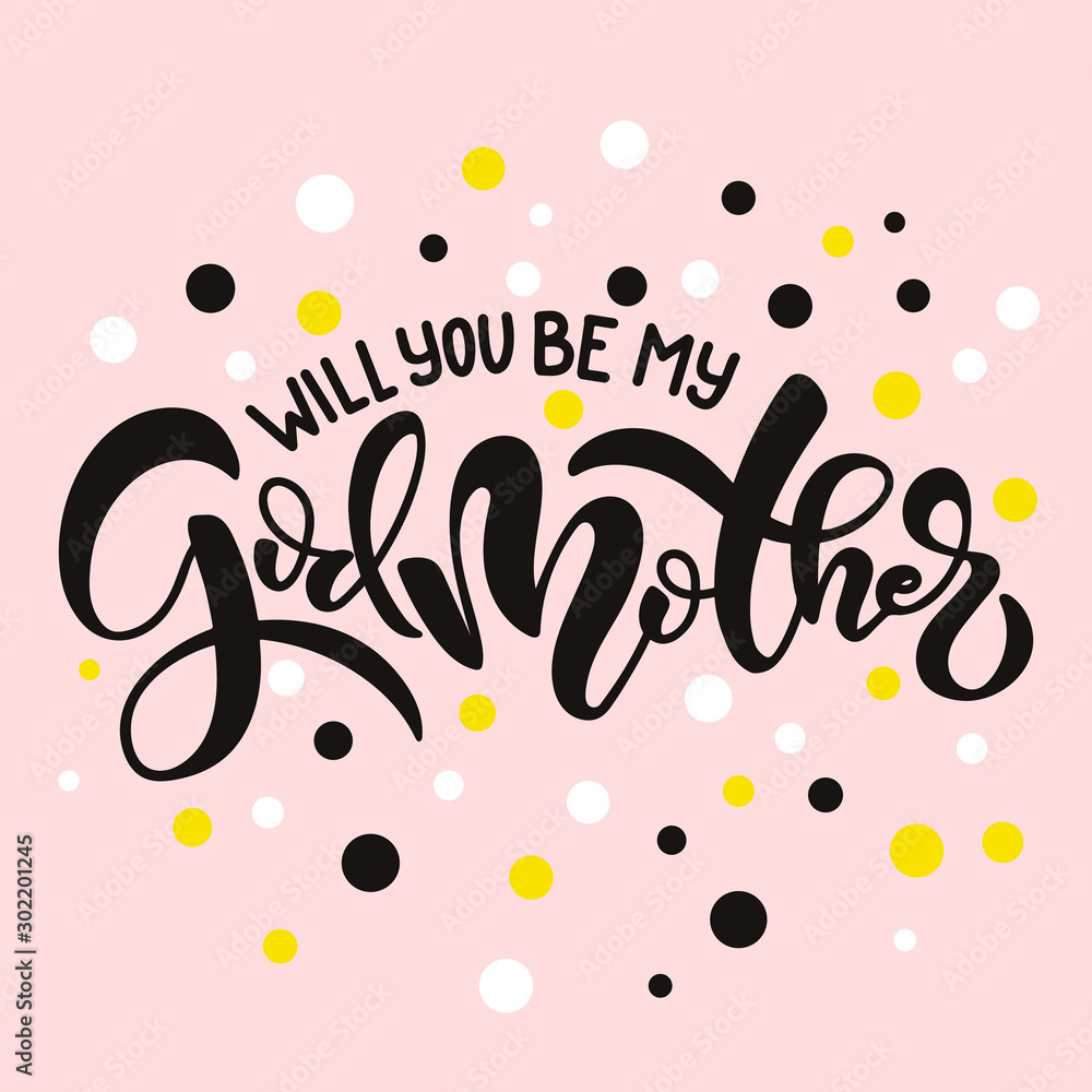 Lettering Phrase Will You Be My Godmother For Godparent Proposal regarding Will You Be My Godmother Printable Card Free