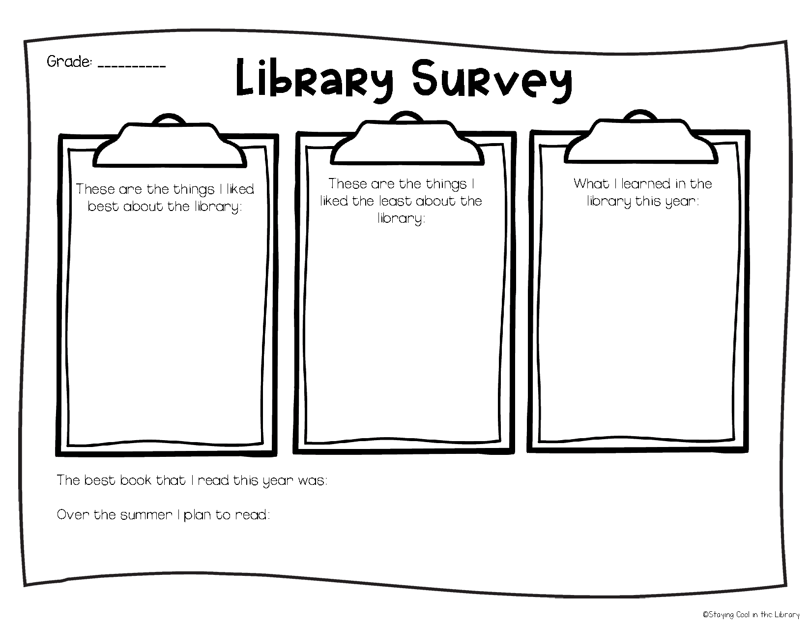 Library No Prep Printables - Spring/Summer with Free Printable Library Skills Worksheets