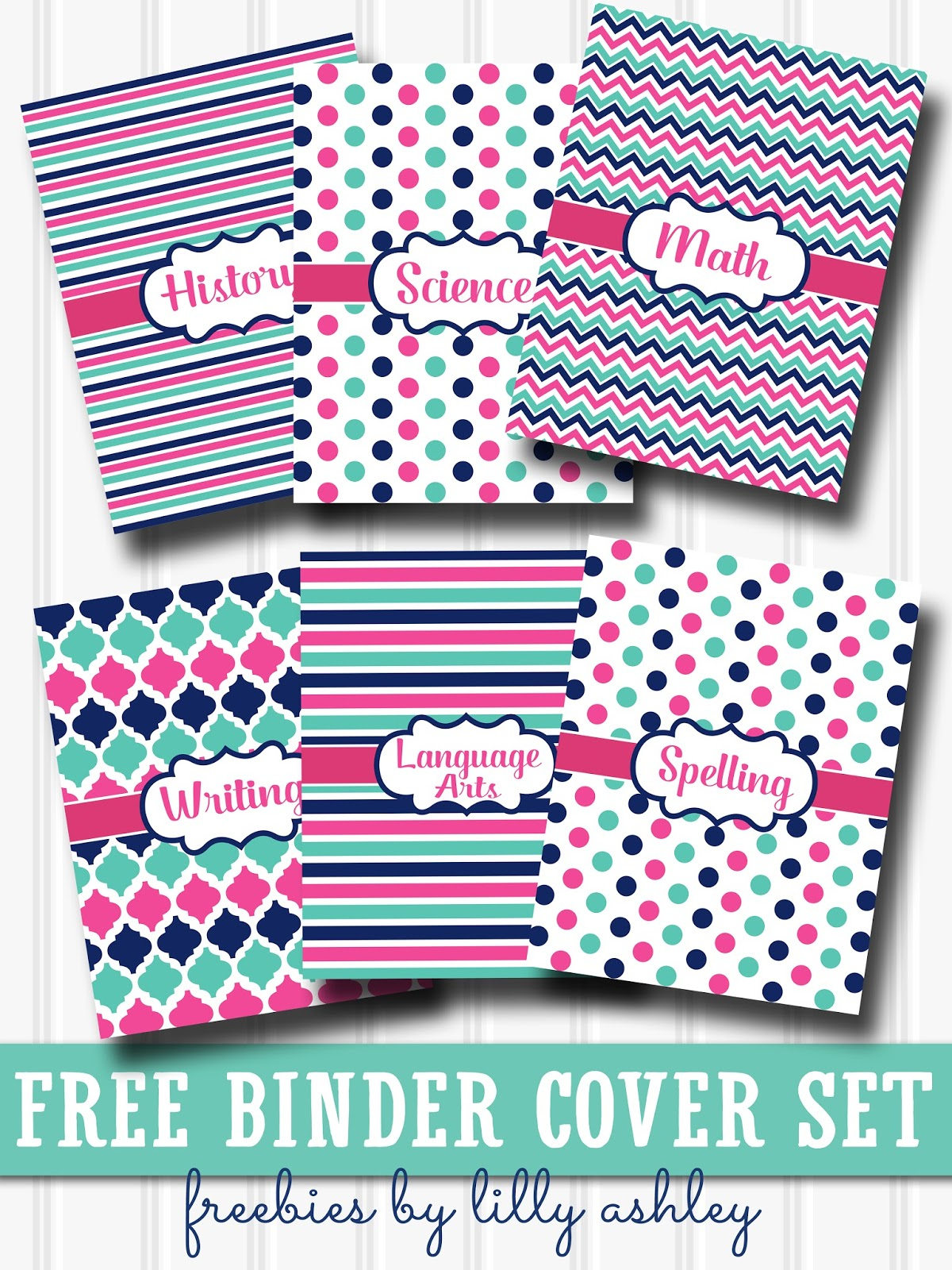 Lilly Ashley: Free Binder Cover Printables within Free Printable School Binder Covers