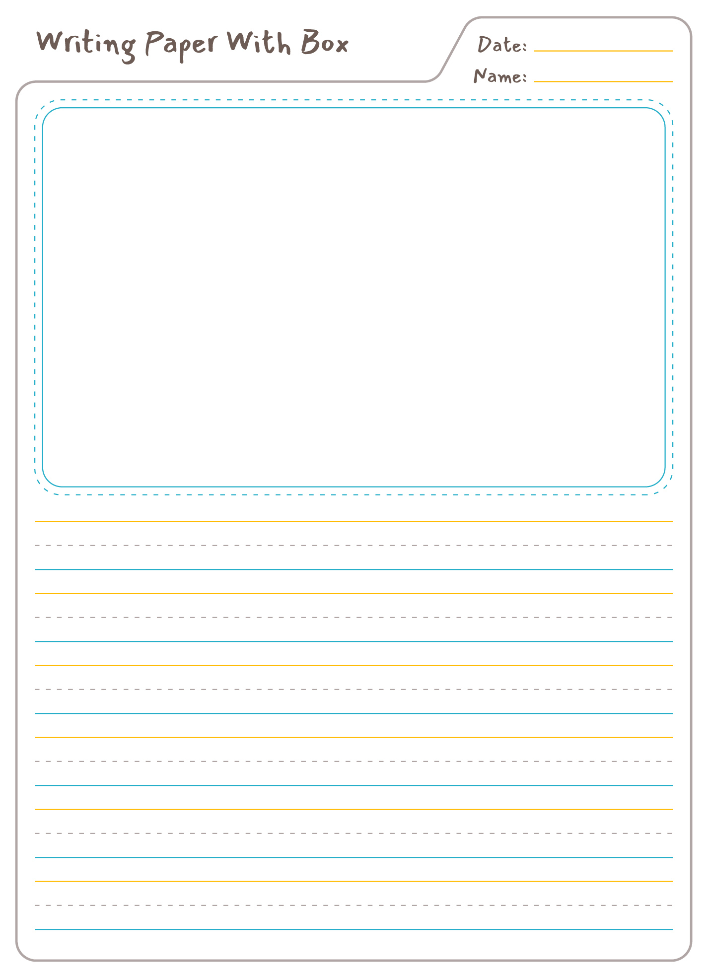 Lined Paper With Picture Box Free Google Docs Template - Gdoc.io inside Free Printable Writing Paper With Picture Box