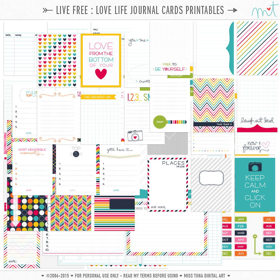 Live Free : Love Life » 73 Free Printable Journal Cards • Miss Tiina in Free Printable Personal Cards