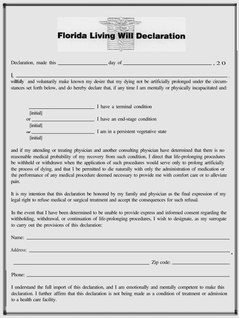 Living Will Template: Fill Out &amp;amp; Sign Online | Dochub in Free Printable Living Will Forms Florida