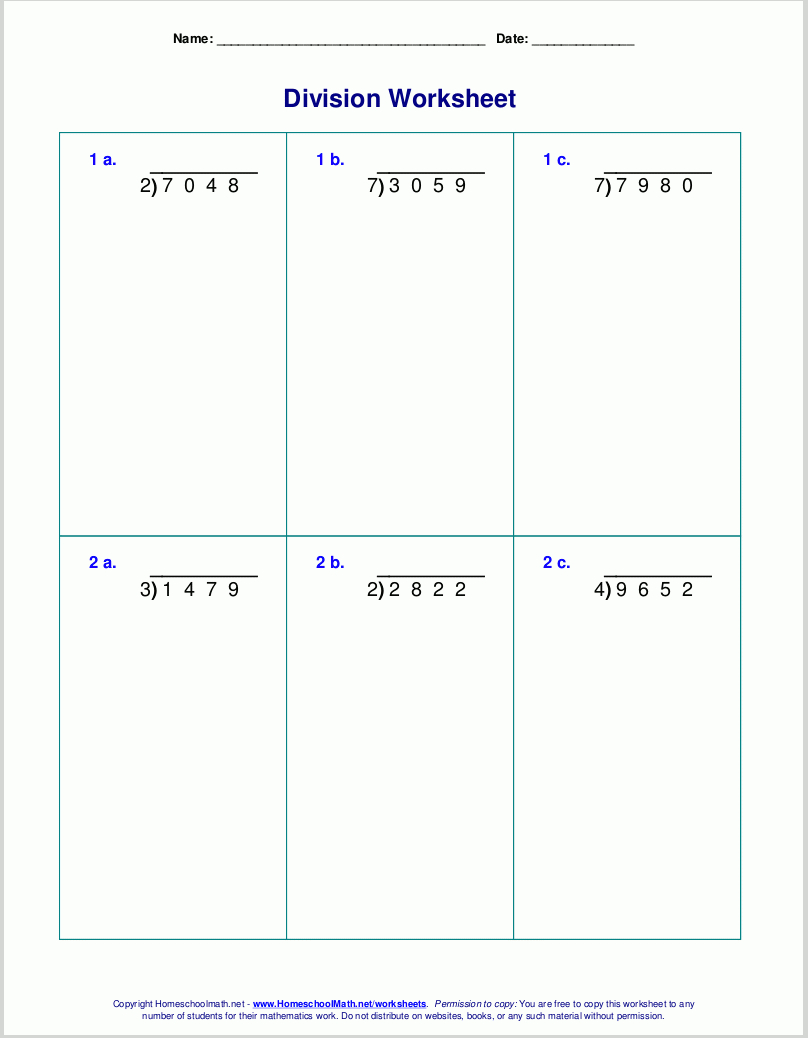 Long Division Worksheets For Grades 4-6 intended for Free Printable Long Division Worksheets 5th Grade