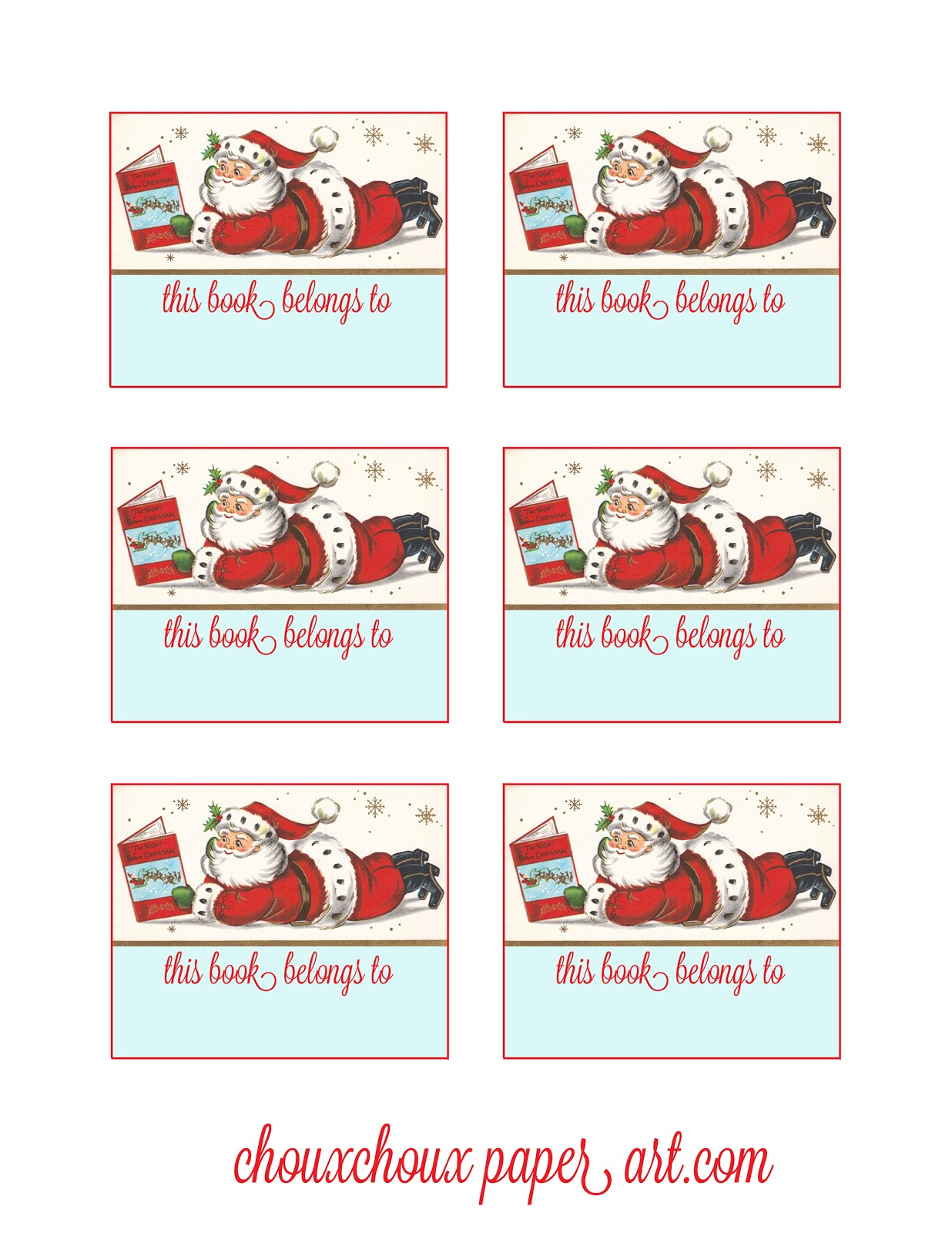 Lori Hairston: Santa Book Plates intended for Free Printable Christmas Bookplates