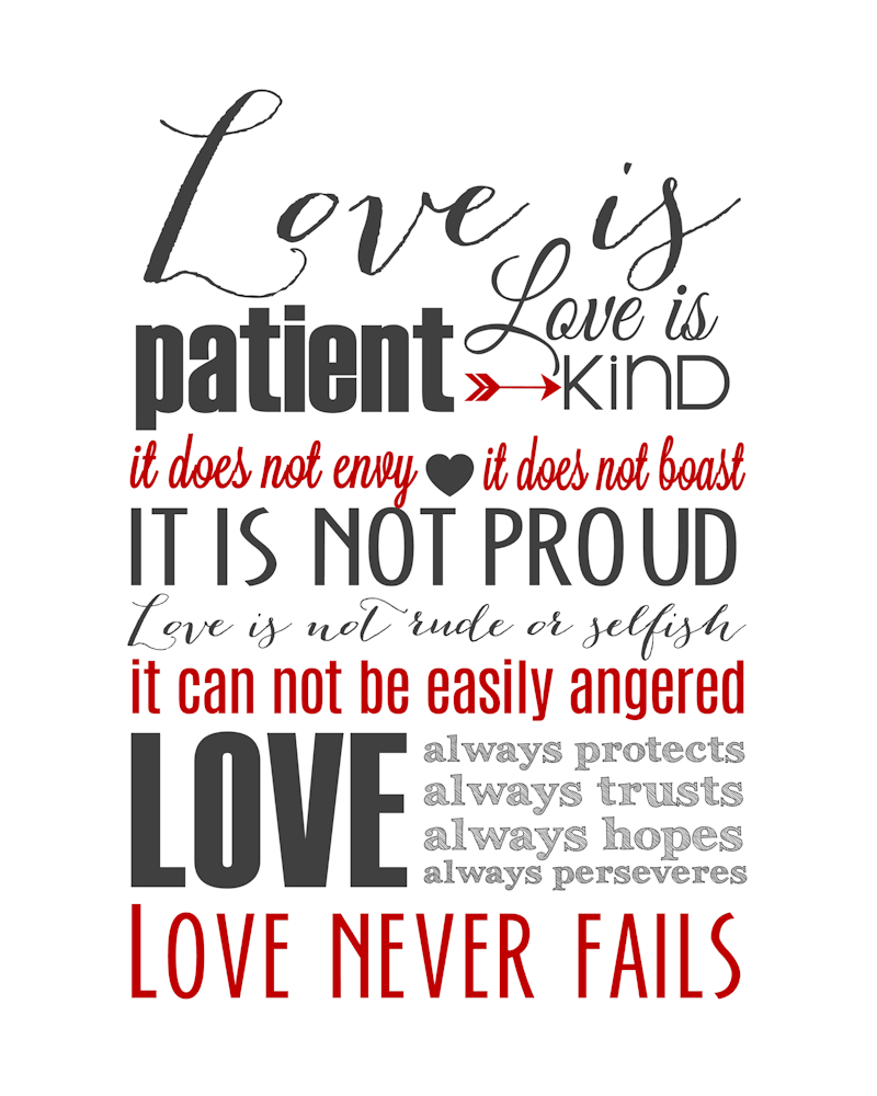 Love Is Patient Subway Art Printable {1 Corinthians 13} - The Girl pertaining to Love Is Patient Free Printable