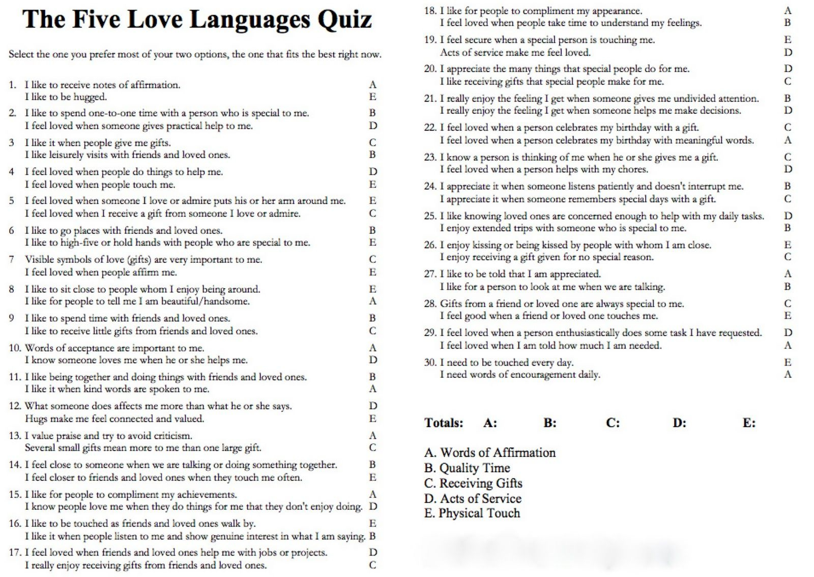 Love Languages | Love Language Test, Language Quiz, Five Love intended for Free Printable Love Language Quiz