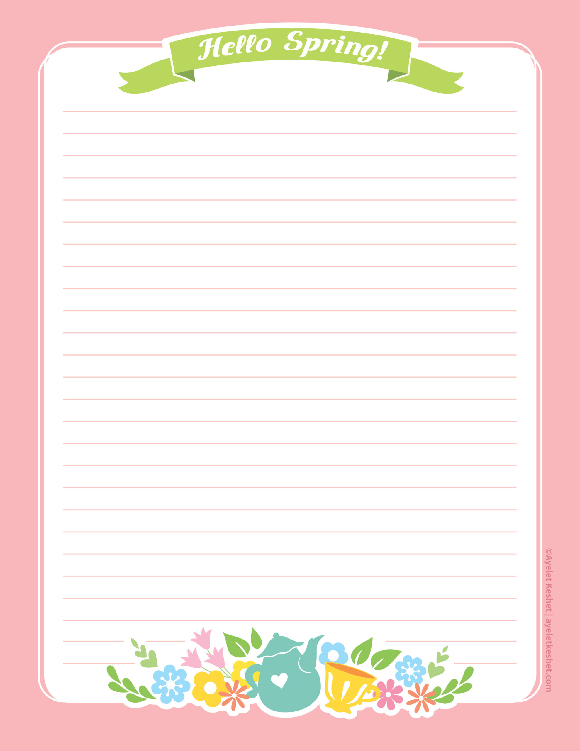 Lovely Free Printable Stationery Paper For Spring - Ayelet Keshet in Free Printable Stationery Writing Paper