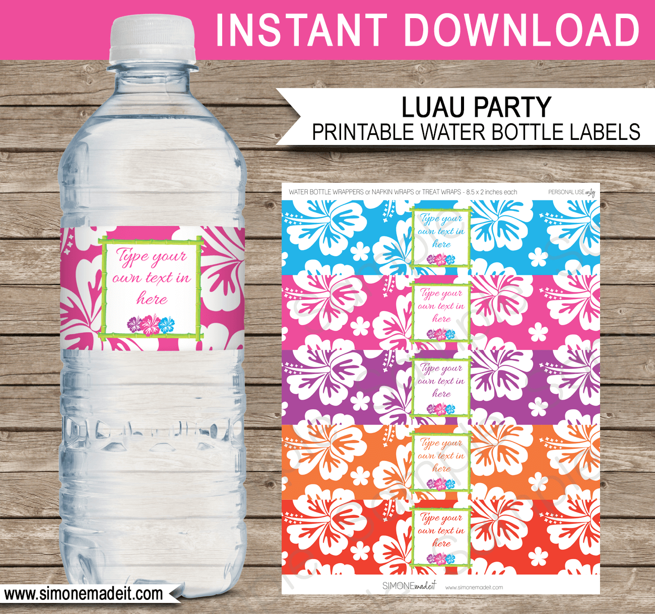 Luau Party Water Bottle Labels Template within Free Printable Water Bottle Labels for Birthday